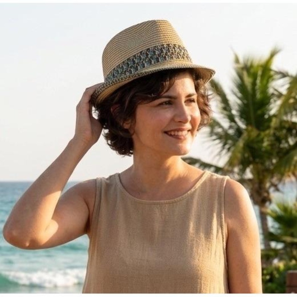 Vintage Scala Pronto Wover Paper Braid Fedora One Size Adjustable Teal